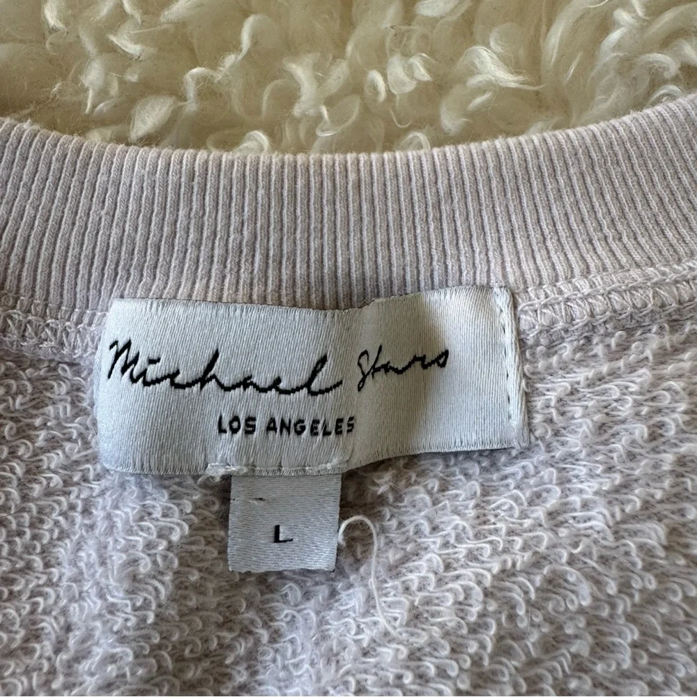 Michael Stars sweatshirt cascading ruffle short sleeve French terry top size L - Picture 11 of 11
